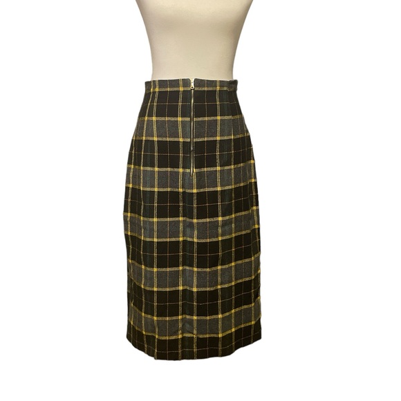 Zara Basic Women’s Plaid Midi Skirt- Size Large. Black, Gray, Yellow Plaid - Picture 2 of 8